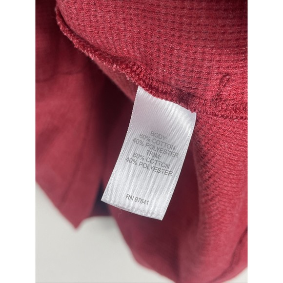 J Jill Top Womens Medium Red Tunic Blouse Waffle Knit Thermal Long Sleeve Pocket - Picture 5 of 9